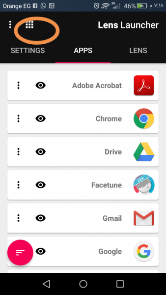 برنامج lens launcher