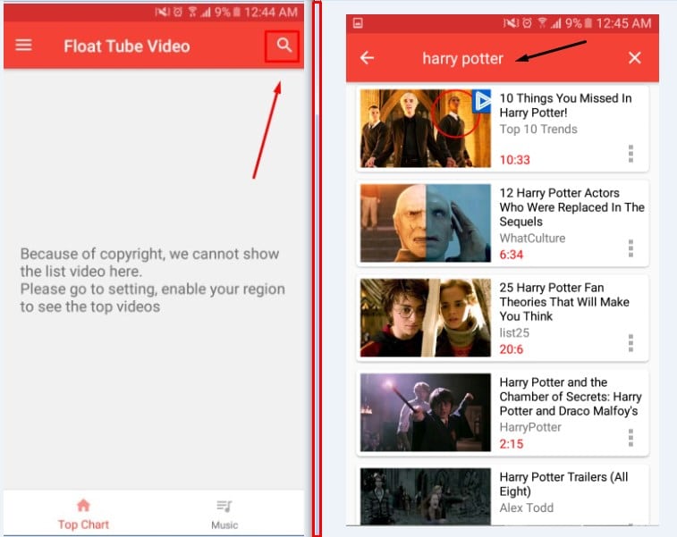 تطبيق Float Tube Vedio Player لمشاهدة الفيديو فى الخلفية