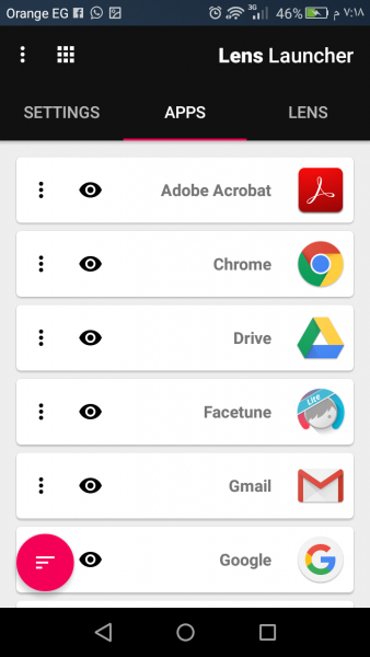 تطبيق lens launcher