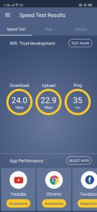 تطبيق لعرض سرعة الانترنت