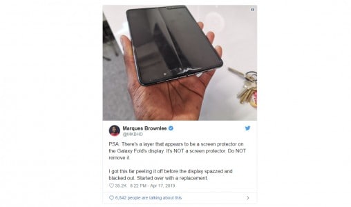 مشكلة الشاشة القابلة للطي في هاتف Galaxy Fold