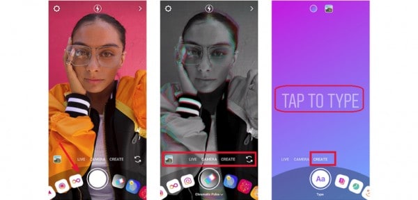 كيفية استخدام وضع الكاميرا Create Mode