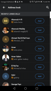 البحث عن الأسماء في تطبيق Zello