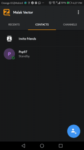 التواصل مع الأصدقاء في تطبيق Zello