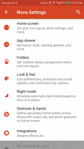 إعدادات نوفا لانشر