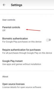 التحكم الابوي في متجر جوجل بلاي