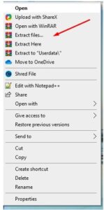 خطوات فك ضغط الملفات بواسطة وينرار